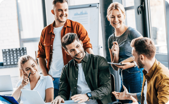 img - group-young-entrepreneurs-working-laptops-chatting-together-office